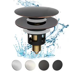 Hibbent 2 Pack All Metal Upgraded Bathroom Sink Stopper, Universal Pop Up Sink Drain Strainer, Brass Bullet Core Push Type Stopper for 1.1''~2.3''' Basin, Anti Clogging Filter