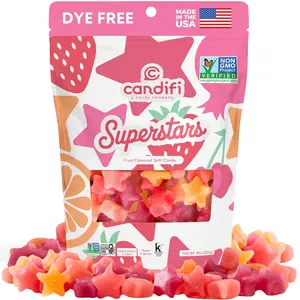 Candifi Superstars Gummy Stars – Dye Free Candy – Vegan Candy – Non GMO - Fruit Flavored Soft Chewy Stars with Natural Colors & Flavors – Kosher No Gelatin, Gluten Free Snacks (8 oz), Sweet, Gummies