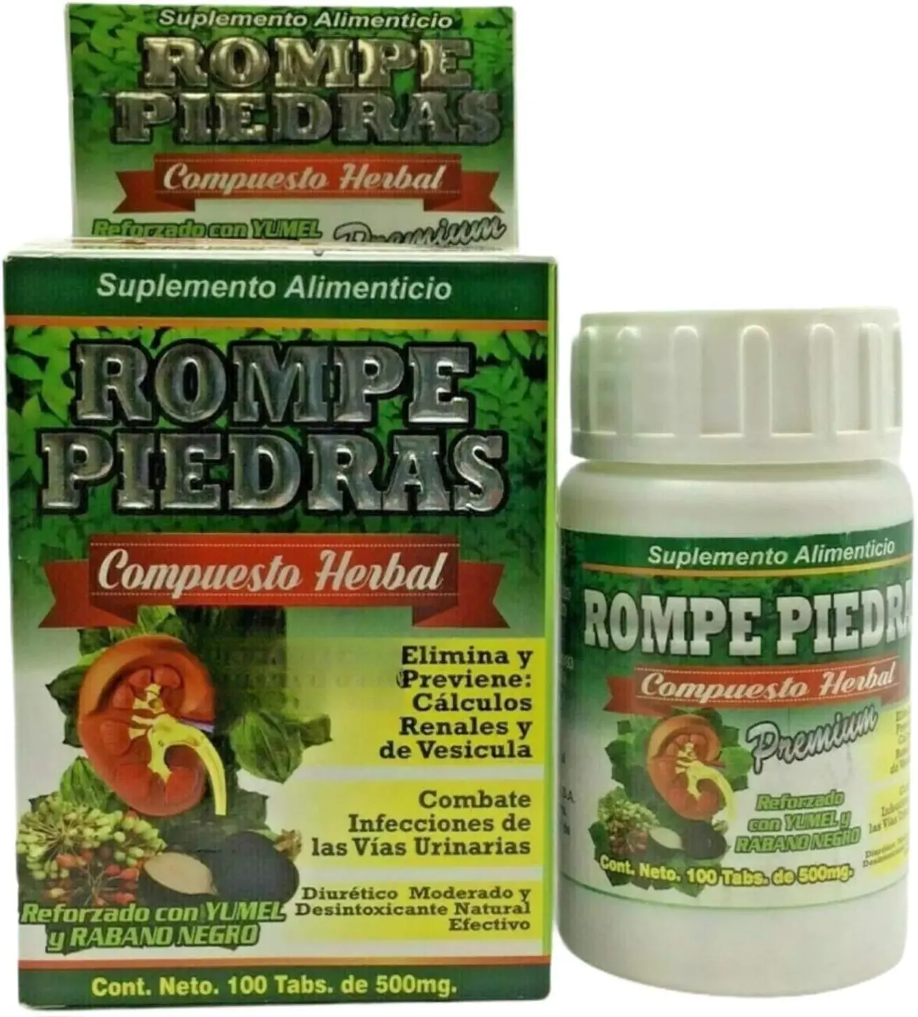 Rompe Piedras Reforzado con Yumel y Rabano Negro (Black Radish) Net Content.100 Tabs