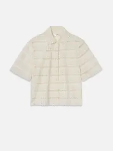 The Lattice Crochet Blouse -- Cream