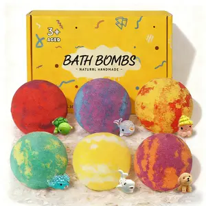 Ball Bath Bombs Gift Set 6 for Kids Girls with Surprise Toy Inside Perfect for Bubble Spa Bath Handmade gift for kids