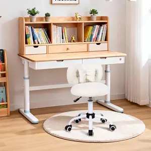 NUSETX Children's Furniture Kids' Desk Chair with Bow Design, Cute Upholstered Swivel Chair with Wheels and Adjustable Height, Small Comfy Armless Chair