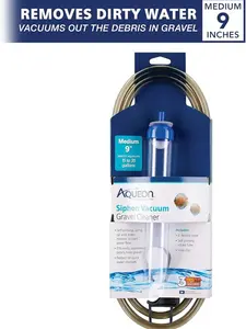 Aqueon Siphon Vacuum Gravel Cleaner Medium - 5 Inches with 6' Flexible Hose, Self Priming Intake Tube & Clip for Bucket Use