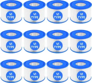 12 Pack Type VI Hot Tub Filter Cartridge Compatible with Lay-Z-Spa, Coleman SaluSpa 90352E 58323 90427E