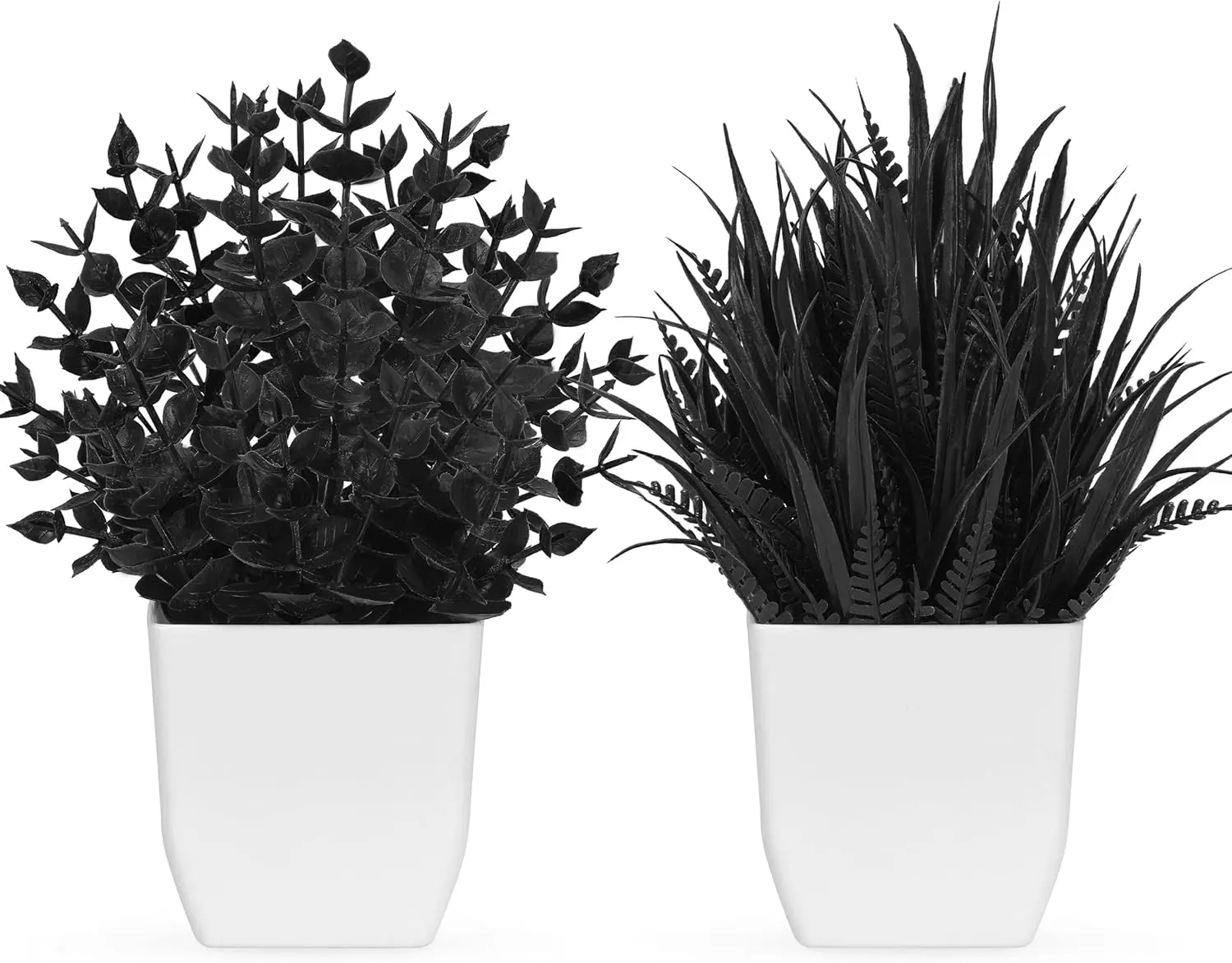 Der Rose 2-Pack 7.1 in Black Plastic Decorative Faux Plants, Farmhouse Desk Decor for Bedroom, Kitchen - Halloween Pot-Friendly Home Office Accents (summerwins Mid Year Sale)