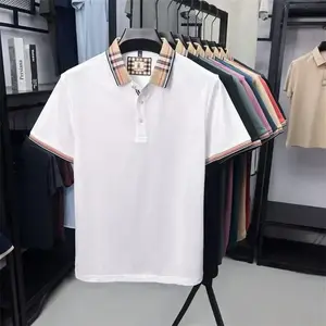 Men's Summer New Silk Cotton Breathable Fashion Top Casual Business Plaid Lapel Short Sleeve T-Shirt Lightweight Comfortable Daily Office Outfit Versatile Stylish Buttons DesignGiftGift