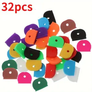 Random Color Silicone Key Cover, 32pcs/set Colorful Silicone Key Cover, Key Identifier for Home, Office, Car, Multifunctional Key Accessories, Key Fob Protector