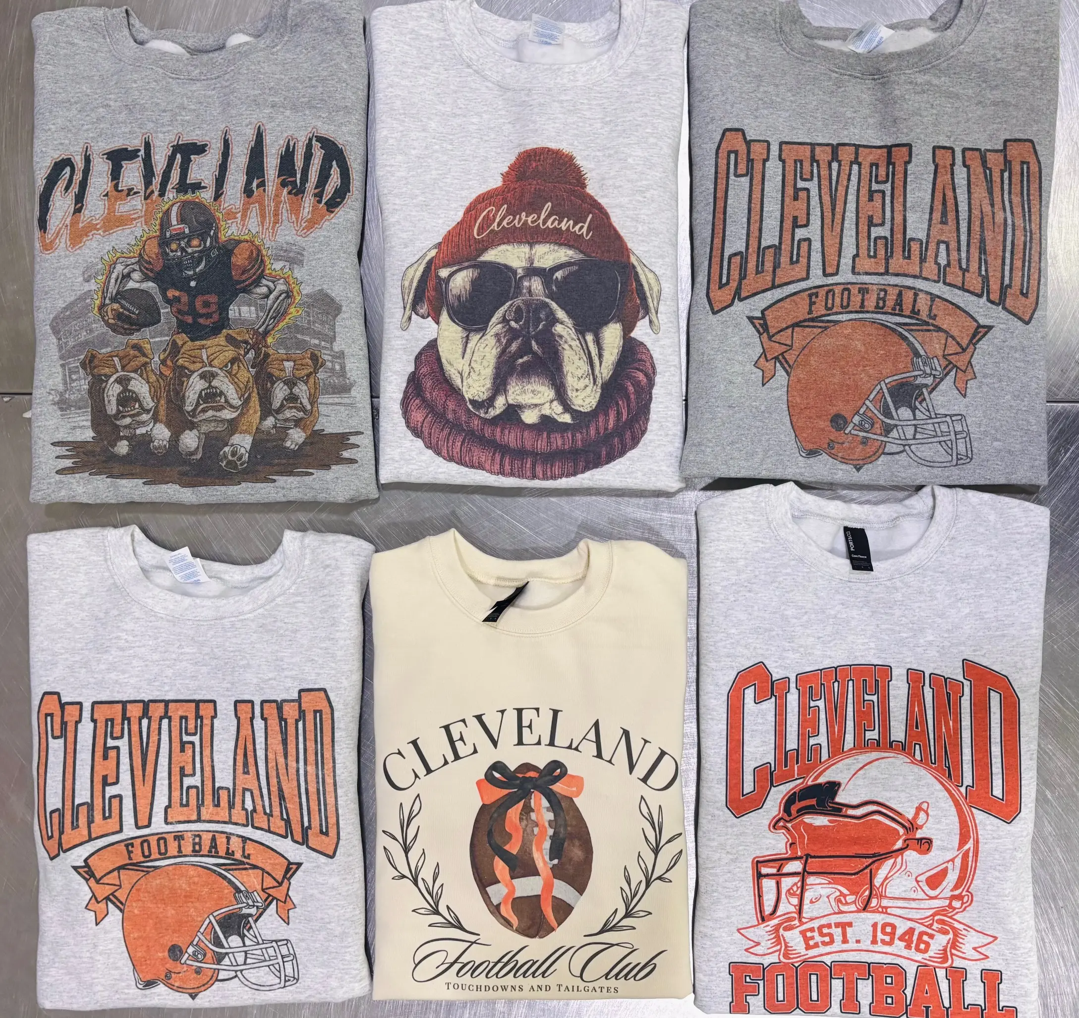 Cleveland Football Sweatshirt Vintage Football Sports Cleveland Retro Tee Spirit Animal Casual Crewneck Unisex Top Adult Sports Sweatshirt