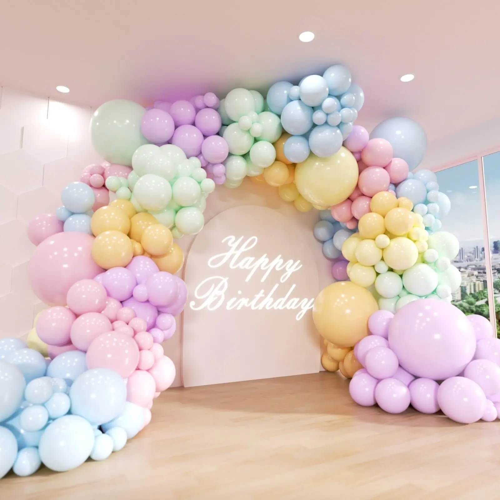 Pastel Rainbow Balloon Arch Set, Balloon Party Supplies, 162 Macaron Color Party Balloon Garland, Balloon Arch Backdrop, Perfect for Baby Shower, Wedding, Birthday, Easter Decorations