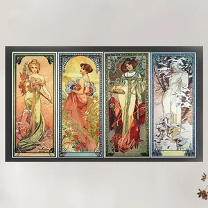 All-Included 4 Seasons Goddess 11CT 3-Strand Full Stitch DIY Counted Cross Stitch Needlepoint Starter Kit for Beginners, 35.43x19.69in Home Decor Arts Craft Kit for Adults