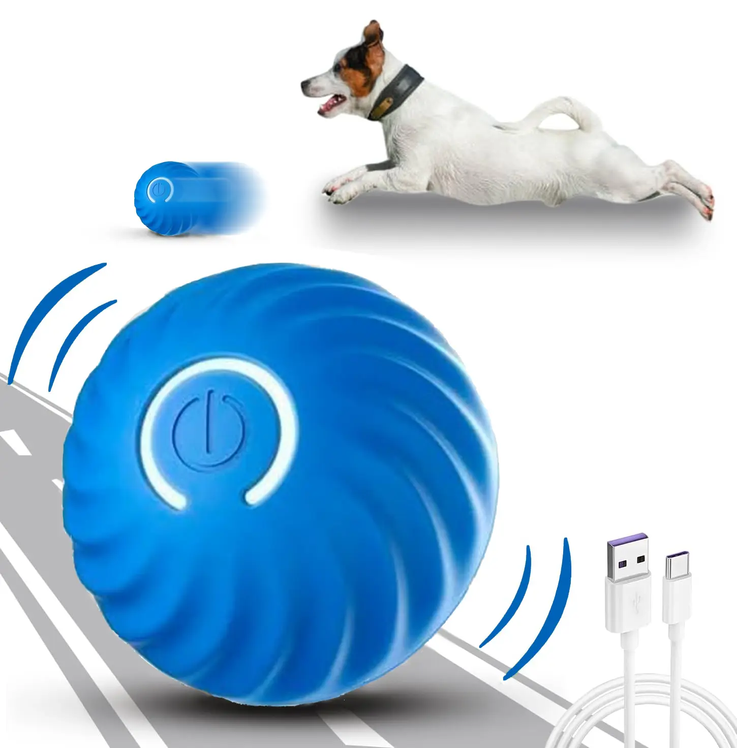 GTTQ Rubber Automatic Rolling Ball Dog Toy - Universal Size, Striped Look, Moves Freely, Intelligent Jumping, Rotation, Vibration, Keeps Busy for Small to Large Dogs, Ball Toy Balls, Interactive Moving Balls