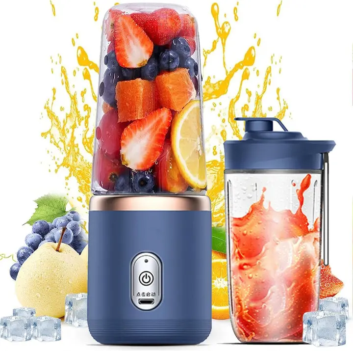 Portable USB Rechargeable Mini Blender Juicer with Travel Cup - Gym-Ready Handheld Compact Easy-to-Use Blender, Protein Shake Mixer, Kitchen Appliance, Portable Blenders