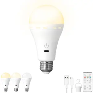 Rechargeable Emergency Light Bulb - Battery Powered LED for Power Outages & Camping | E27 6000K Daylight, 60W Equivalent for Home Power Outage Camping Hurricane