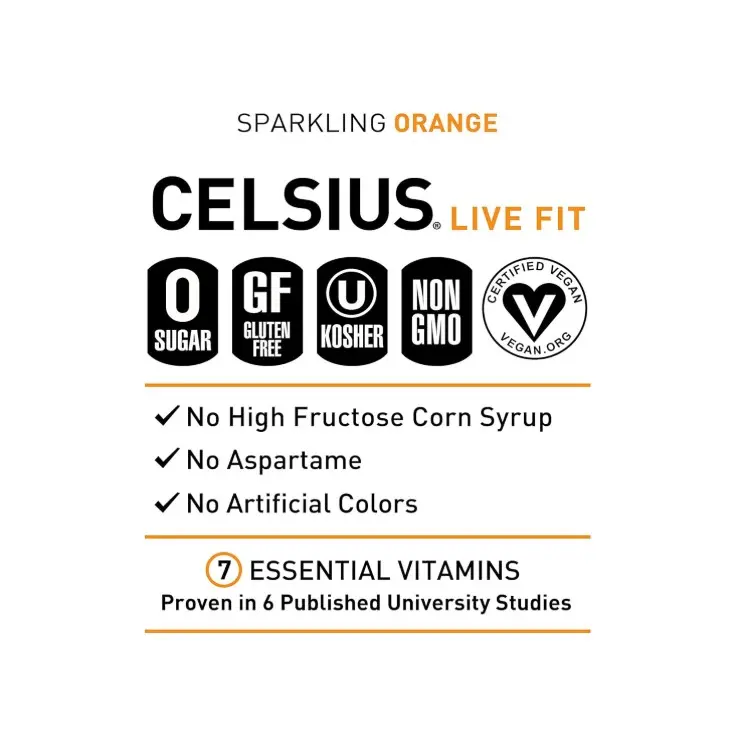 CELSIUS Sparkling Orange, Functional Essential Energy Drink 12 Fl Oz (Pack of 12) CELSIUS Sparkling Orange, Functional Essential Energy Drink 12 Fl Oz (Pack of 12)