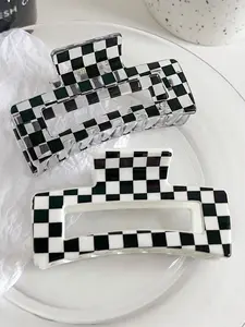 Checkerboard Pattern Hair Claws Set, Casual and Versatile Hair Accessories for Women, Minimalist Headwear Suitable for Thick Hair, Hair Clip Set