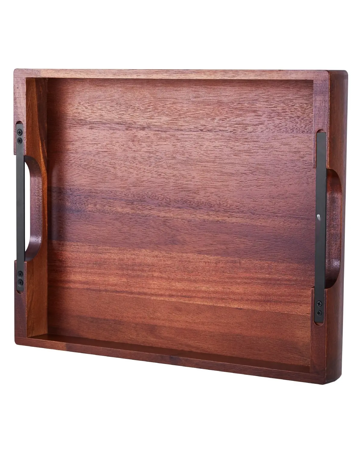 Serving Tray 17x12.2 Inch Acacia Wood, Food Serving Table And Laptop Desk With Sturdy Handles, Durable Lightweight Kitchen Organizer, Portable Breakfast Tray For Home, Dining, Office Or Travel, Easy To Clean