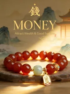 2026 .Money Attraction Bracelet Carnelian Bracelet Natural Stone Red Agate Bead Wristband, Crystal Healing Jewelry for Confidence Courage Motivation Success Positivity, Energy Bracelet for Women Men, Adjustable Sun Charged Gift for Anxiety Relief Stress