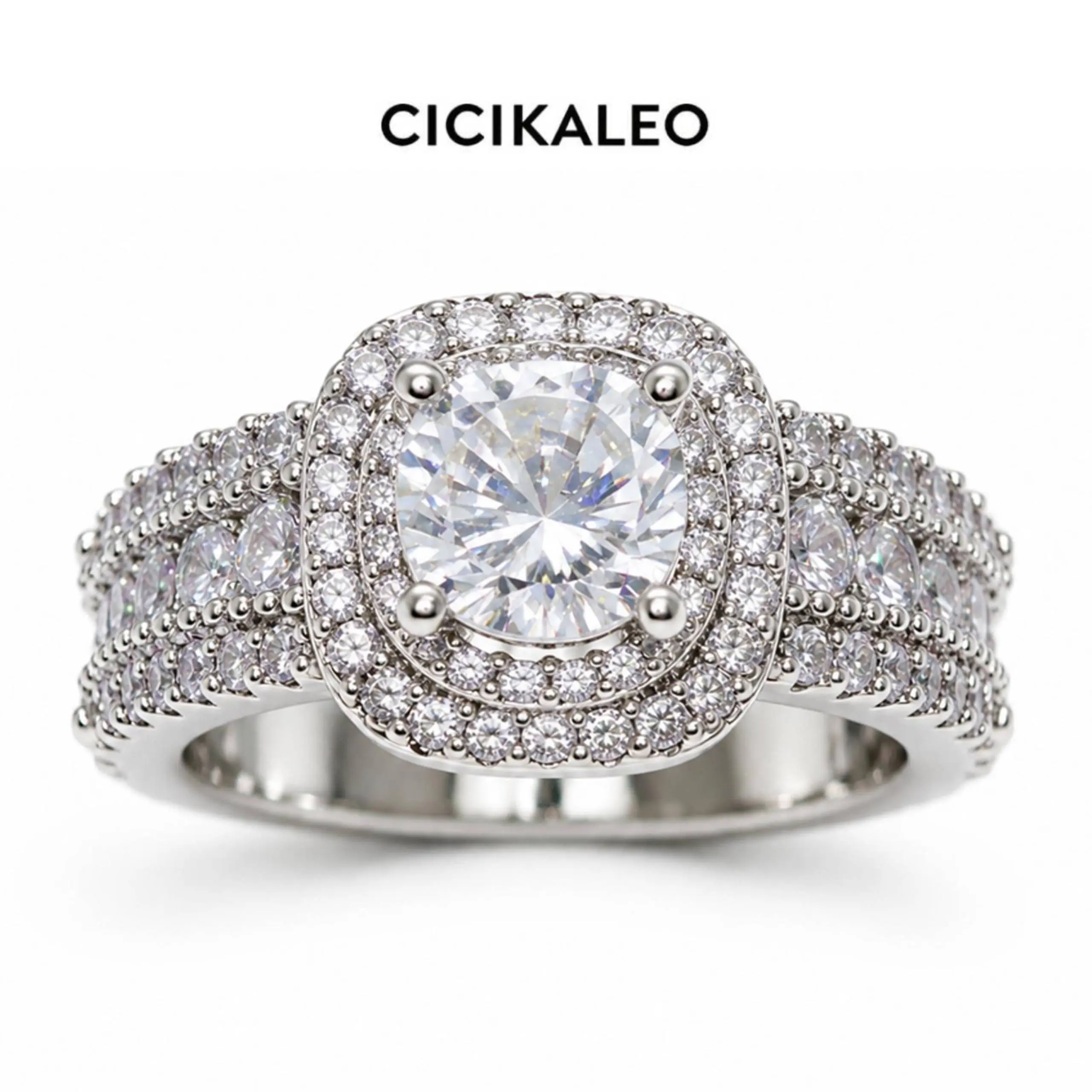 CICIKALEO 3CT S925 Sterling Silver Classic  Decorated Bridal Engagement Ring, Wedding Engagement Jewelry, Fashion Jewelry for Party, Daily Clothing Decor, Trendy All-match & Exquisite Jewelry for Birthday Gift
