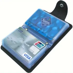 Waterproof Card Case Wallet with 24 Clear Slots, 1 Count Casual Business Card Organizer Holder with Snap Closure, Desk Organizer for Home Office