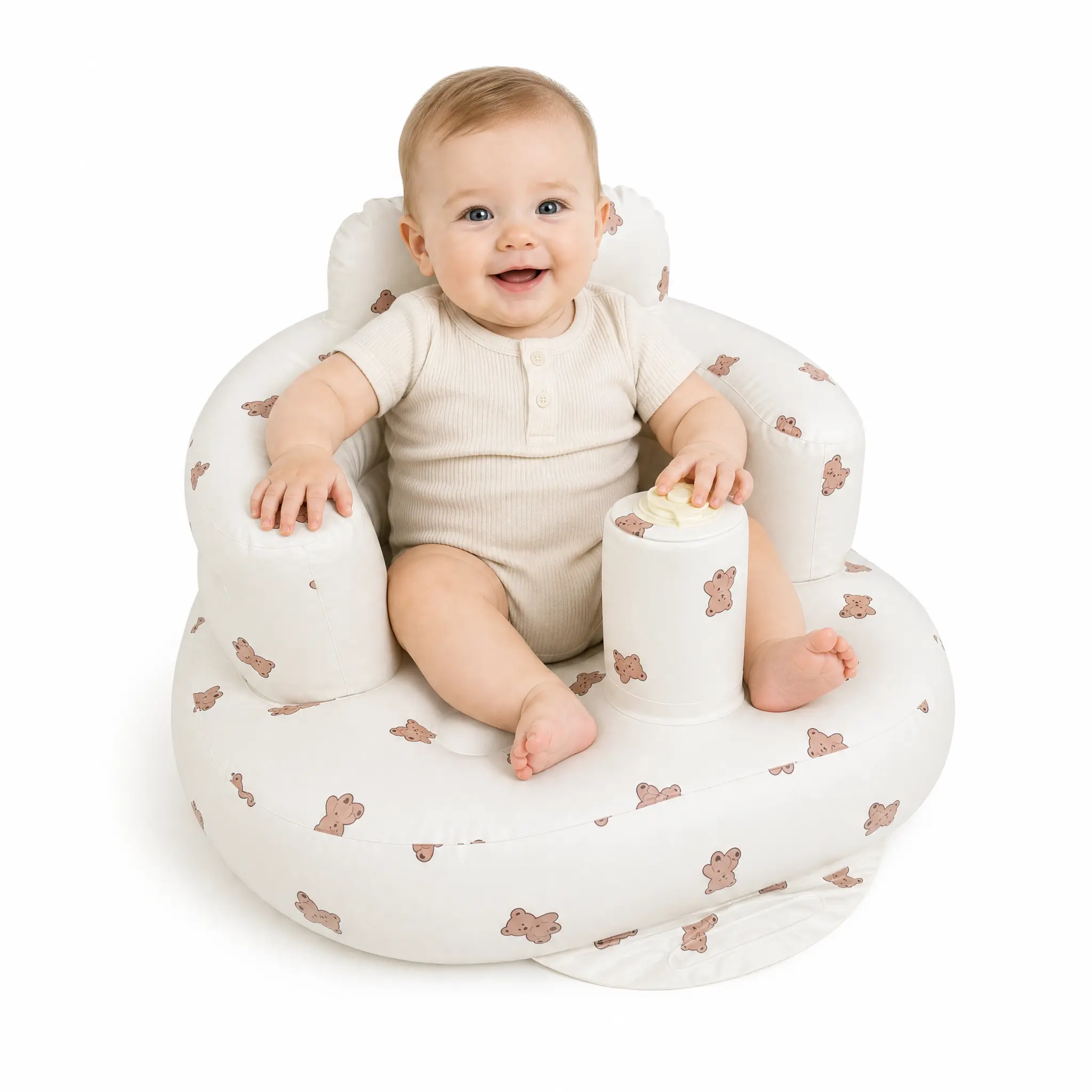 Inflatable Baby Seat for Babies 3 Months+ – Versatile Ergonomic Support with Quick Inflate/Deflate Feature, Alternative to Bassinets; Perfect for Tummy Time, Travel, Creative Baby Shower Present & Cozy Gift