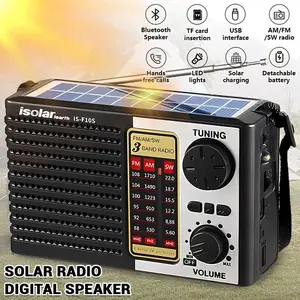 Portable Solar Emergency Mp3 Player, Solar Powered Radio, High-Quality Digital Sound, Fm Am Shortwave Reception, Rechargeable Design, Ultra-Compact, Portable Audio