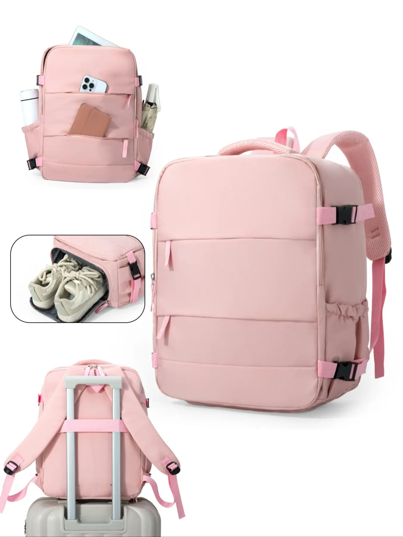 Ryanair Cabin Bags Underseat, Travel Backpack, Casual Style, Plain Design, Pockets, Hand Luggage, Carry On, Short-Distance Travel, Organized Daypack, Stylish Casual Daypack, Zip Backpack
