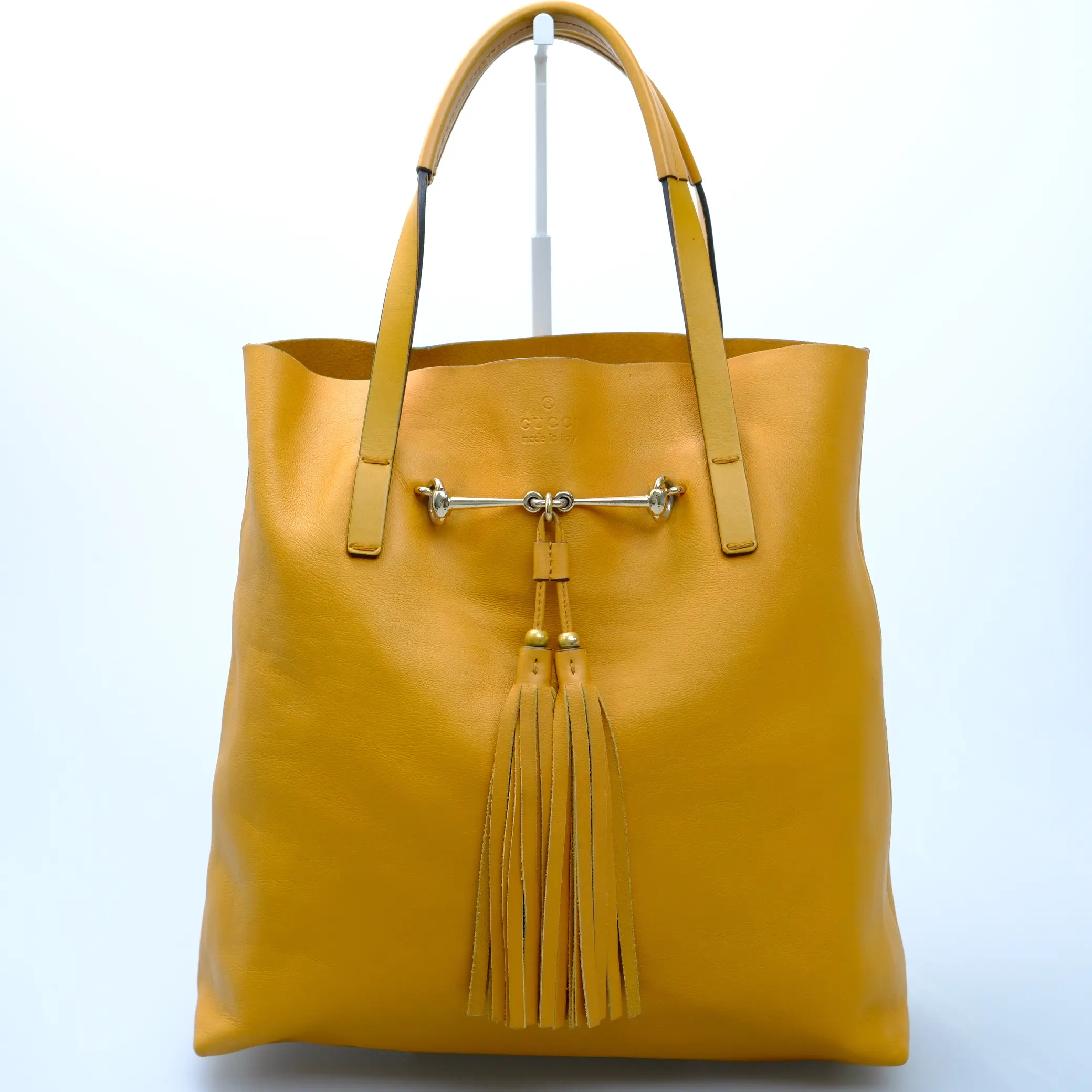 Pre-owned GUCCI Authentic Horsebit 297006 Medium Dark Yellow Leather Tote Bag
