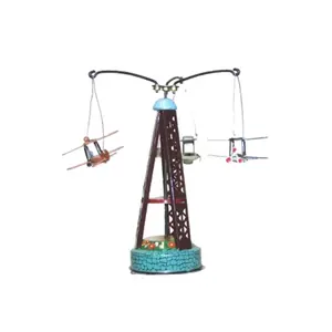 212 MAIN Collectible Tin Metal Biplane Carousel Toy - Manual Wind, Push Lever, Farm Animal & Poultry Pet Supplies Collectors' Item