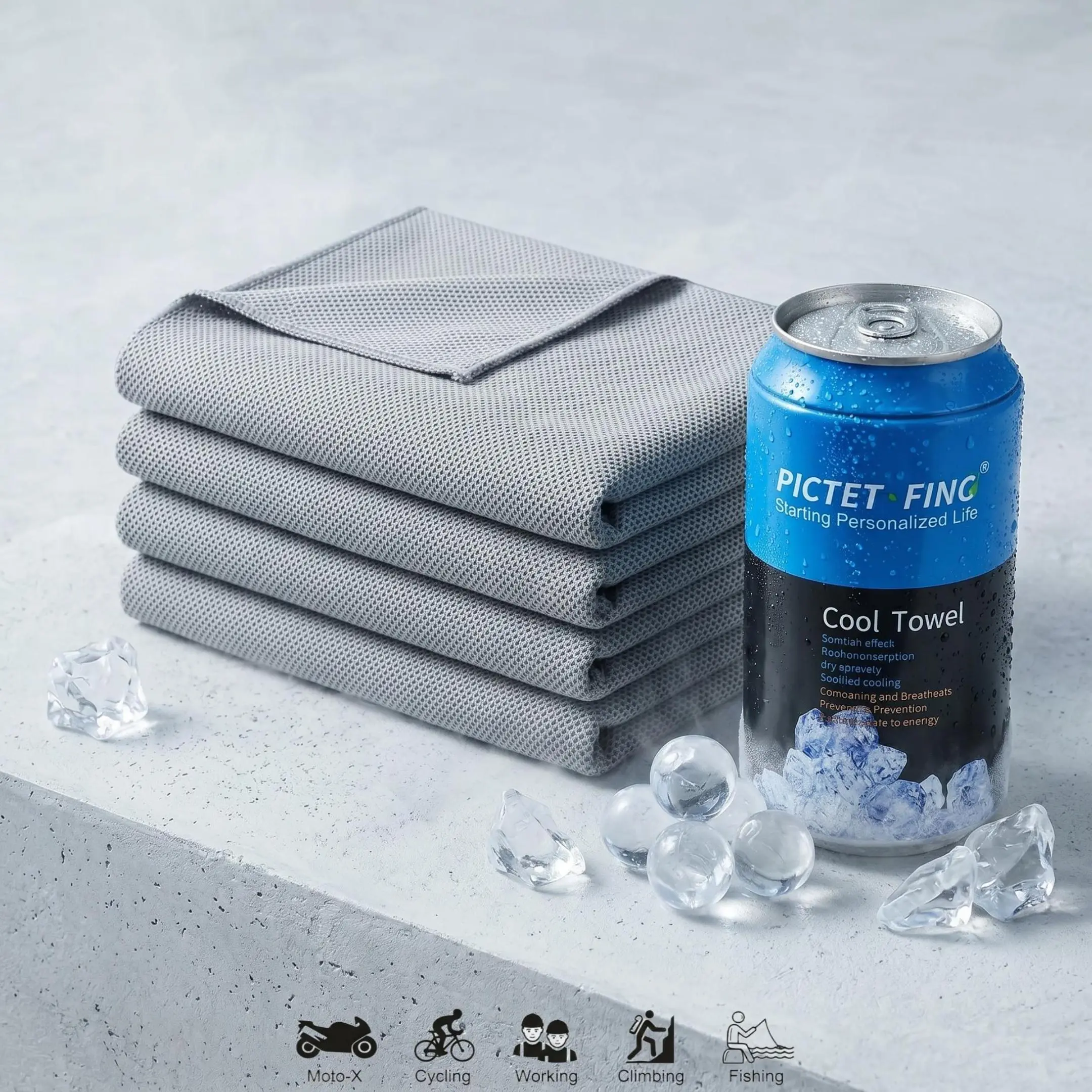 Extra Large Hyper-Evaporative Microfiber Cooling Towel in Leak-Proof Soda Canister - Soft, Breathable, Quick-Dry, Washable for Adults (Full-Body Wrap-Around) - Up To 3 Hours Deep Chill, Ideal for Gym, Running