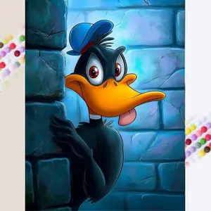1 set of DIY diamond painting kit, 5D diamond art set, DIY decoration duck, blue wall, expression mosaic, diamond art, DIY art home decor.