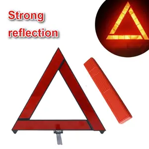Folding Car Emergency Breakdown Warning Triangle Reflective Roadside Safety Hazard Red Accessory Emergency Gear