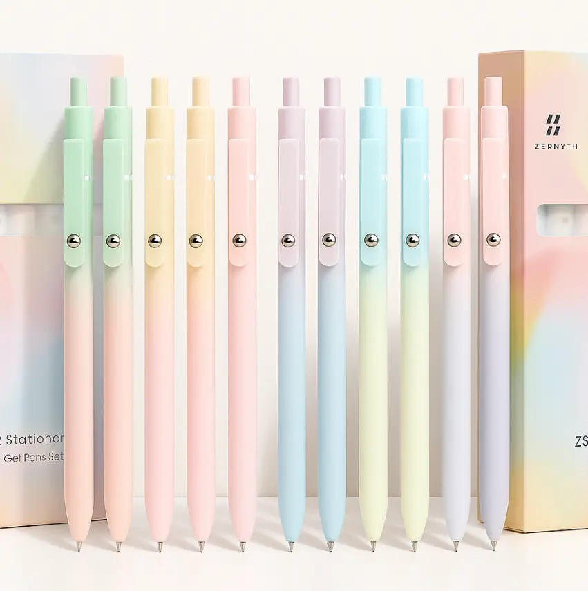 10Pcs Multicolor Press-Type Quick-Drying Carbon Gel Pens - Portable Modern Minimalist Office Accessories, School Supplies for Students, Ideal for Handwriting Practice, Painting