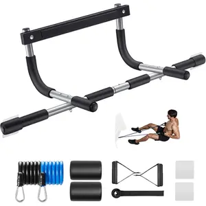Pull Up Bar for Doorway |   Thickened Steel Max Limit 440 lbs Upper Body Fitness Workout Bar |   Multi-Grip Strength for Doorway |   Indoor Chin-Up Bar Fitness Trainer for Home Gym Portable