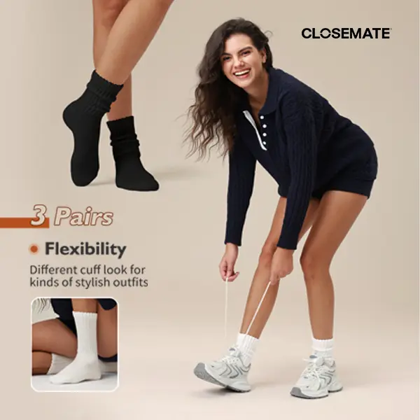 CLOSEMATE Slouch Socks for Women Soft Cotton Crew Socks Vintage Style for Boots 3 Pairs CLOSEMATE Slouch Socks for Women Soft Cotton Crew Socks Vintage Style for Boots 3 Pairs