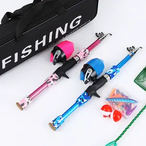 Complete Fishing Rod Reel Set, Blue Dual Rod Fishing Kit with Lure Storage Bag, Extendable Portable Fishing Pole, Telescopic Fishing Rod, Beginner Fishing Gear, Spinning Rod