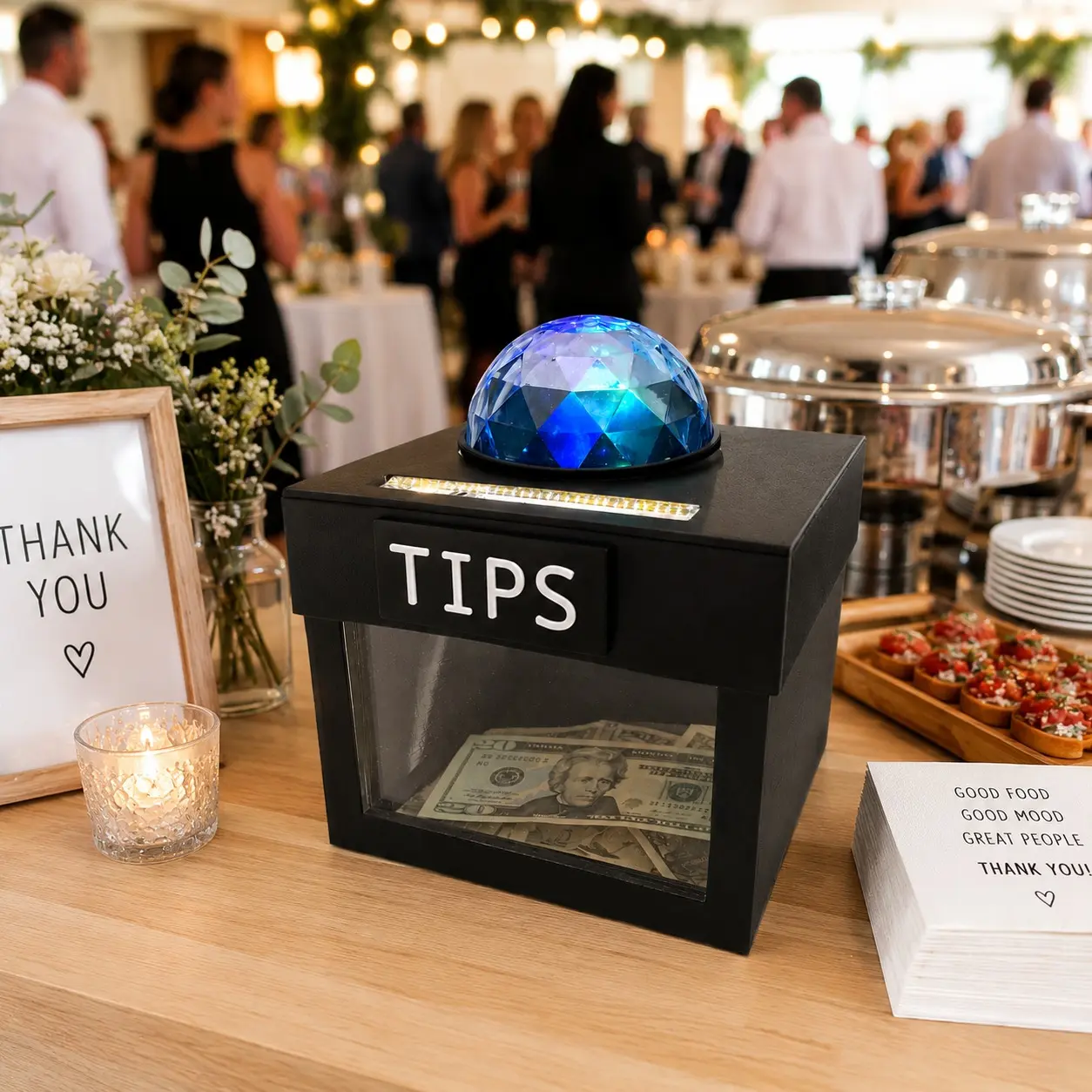 TIParty Tip Jar with Disco Globe Light