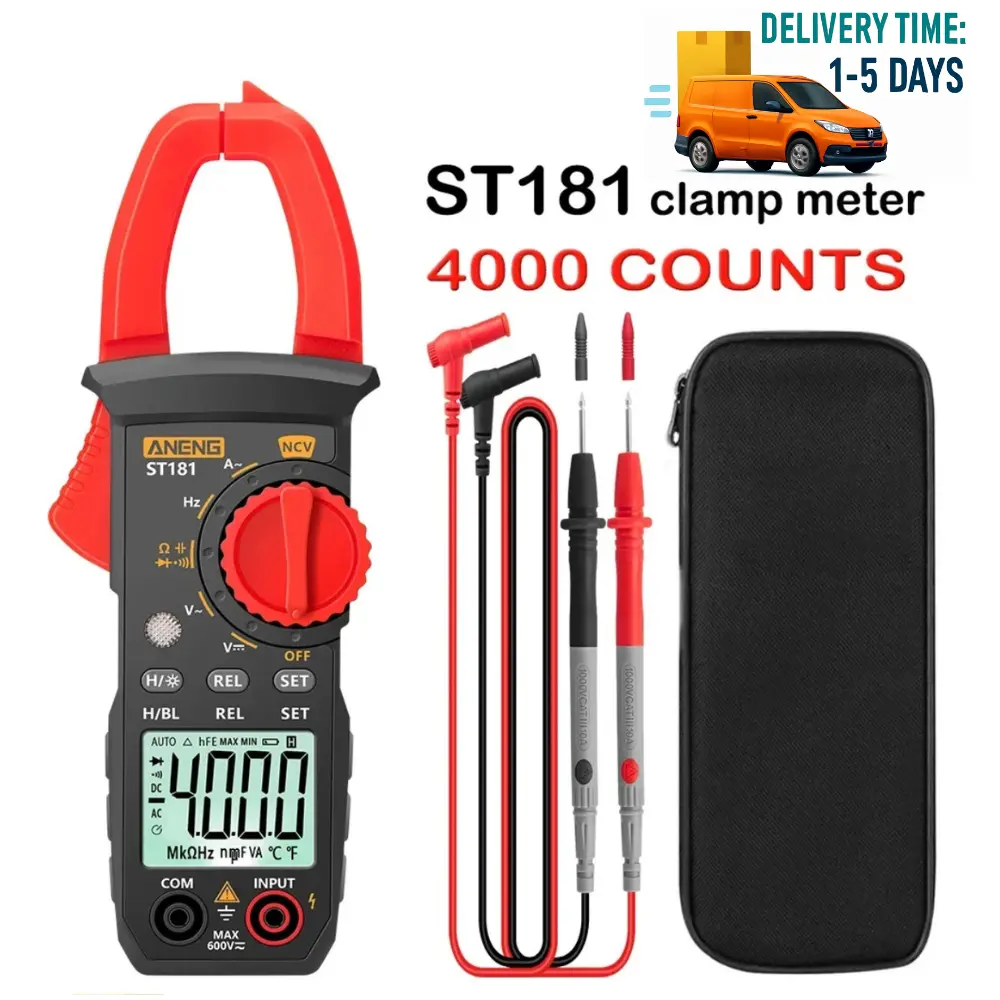 Multifunctional Clamp Meter ST181, Digital Multimeter Tester AC DC Volt Ohm Amp Auto Range LCD Handheld, Smart Measurement  Measures AC/DC Voltage, AC Current, Resistance, and Tests Continuity Professional Electrician Tools, 4000 Counts, Test Meter