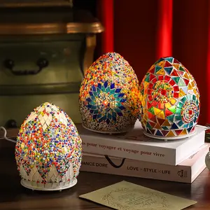 Unique Handmade Glass  Warmer Lamp Warm Light Decorative Lamp for Home Bedroom Living Room or Office Geometric Mosaic Design Perfect Gift for Christmas Birthday Housewarming and Romantic Nights