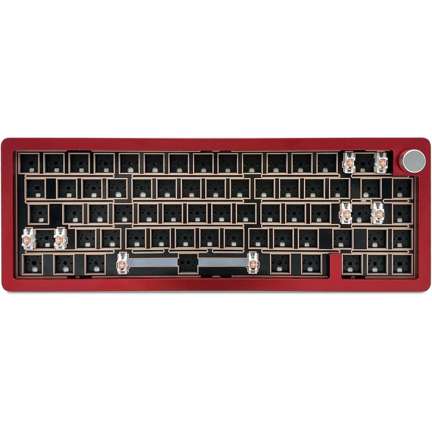 GMK67-65%  Alloy Keyboard Kit,Hot-Swappable BT5.0/2.4G/Type-C Tri-Mode  CNC RGB Mechanical Keyboard Gasket Mounted Kit,Customized South-Facing LED Barebones Kit(Red+Knob)