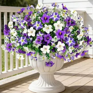12pcs Artificial Silk Hydrangea Flowers, UV-Resistant Outdoor Decor, Ideal for Garden, Porch, Window Sill, Balcony, Courtyard Planters