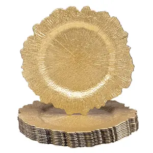 13" Plates  Round Reef Chargers For Dinner Plastic Plate Table Setting Wedding Decor Set Of 12