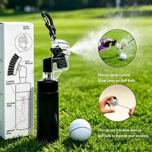 14.99 Golf Club Water Brush Cleaner - Black Features a built-in golf ball marker and includes a leather lanyard to prevent loss. Unisex professional golf accessory. The ultimate golf gift for swing enthusiasts! Father's Day gift selection.