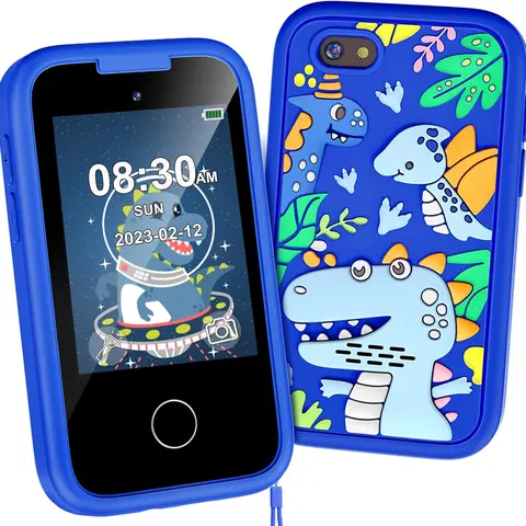 Kids Smart Phone 2.8" Touch Screen Dual Camera Game Music Player 8GB Card Toddler Tablet Silicone Learning Toy for Boys Girls Age 3-9 Christmas Birthday Gifts Toddler Tablet
