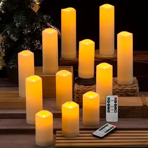 12 pieces/set LED10 button remote controlled electronic candle light, 4567 "realistic simulated flame candle with artificial flicker effect, ideal for Christmas gifts or souvenirs, battery operated (no battery)