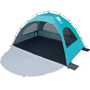 Night Cat Beach Tent - Windproof Portable Tent, 2-4 Person Camping Sun Shade Shelter with UPF 50+ UV Protection, 3 Mesh Windows, Breathable Panels, Extended Floor, Compact Pack, Roomy Fit, Easy Setup for Outdoor Summer Use