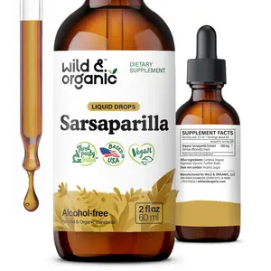 Wild & Organic's Sarsaparilla Root Drops - Detox Cleanse Drops - Sarsaparilla Powder Based Tincture - Vegan, Sugar & Alcohol-Free Liquid Supplement