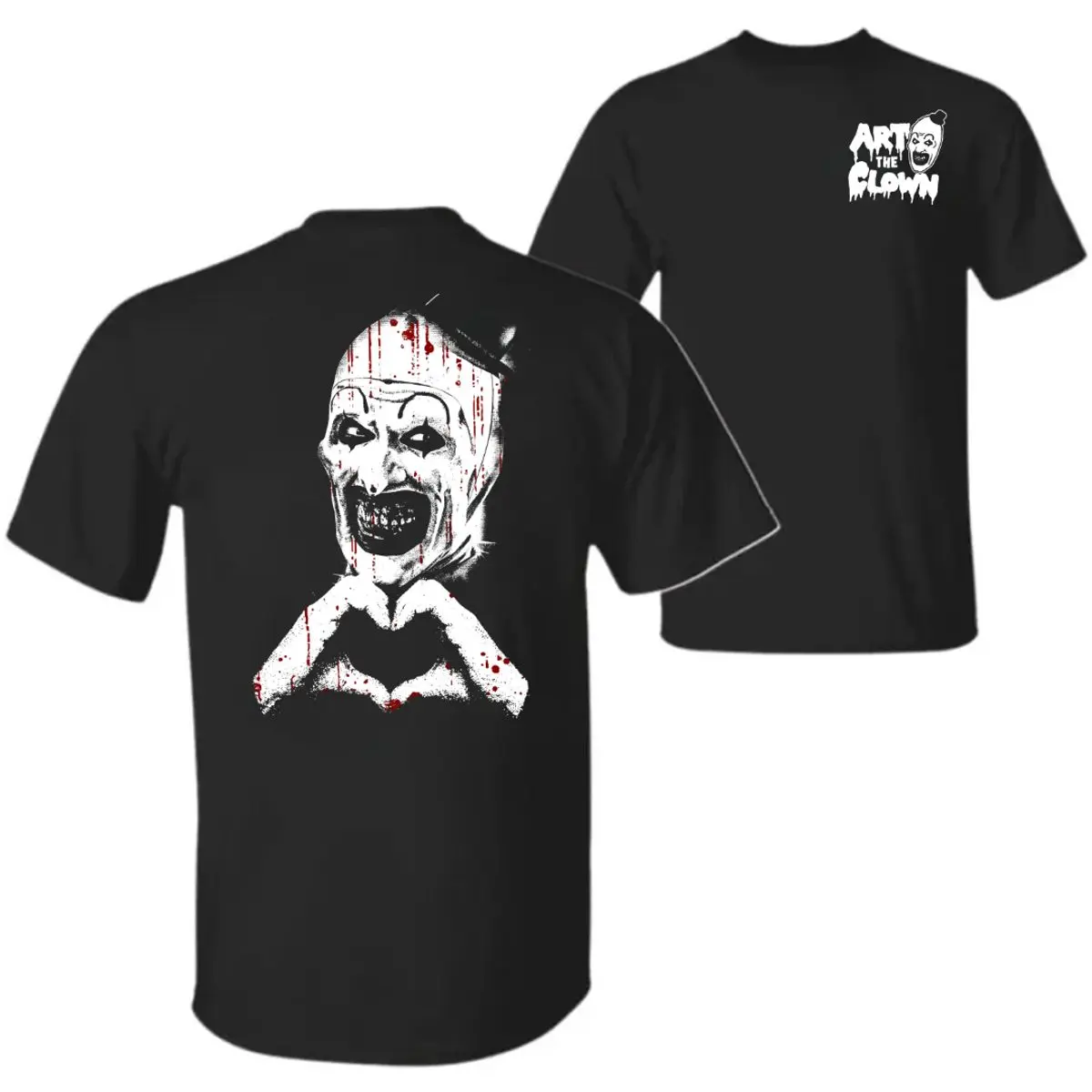 Art The Clown Terrifier 2 Sides Shirt, Scary Horror Clown Shirt, Creepy Heart Hands Clown, Halloween Movie Terrifier Tee, Unisex Tee