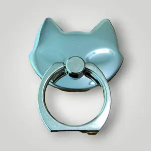 EK Cat Universal Phone Ring Kickstand Silver Steel Mount Durable Grip 360-Degree Rotation Stable & Scratch-Resistant for Smartphones & Tablets