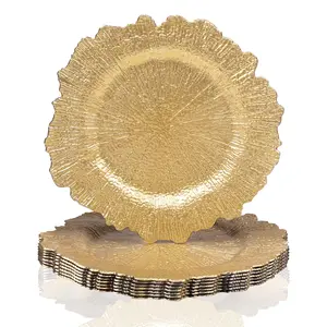 24pcs 13" Charger Plates, Plastic Reef Chargers Plate Bulk, Floral Reef Charger for dinning plates, Table setting and Wedding party table Decor.