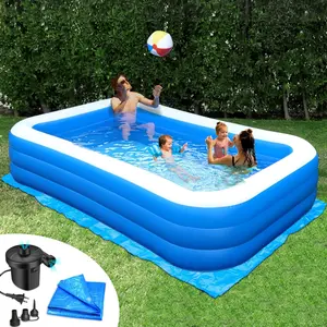 Inflatable Pool Bundle - 118in x 71in- Fast Setup and Reinforced Seams